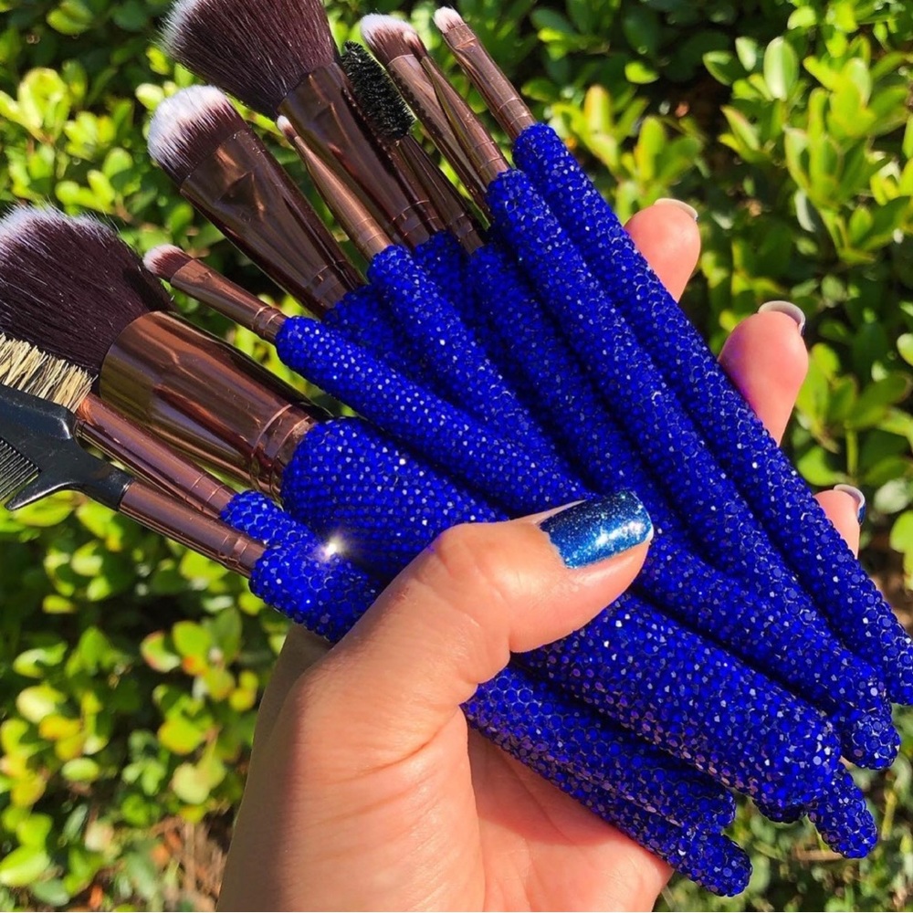 Royal Blue Blinged Brushes
